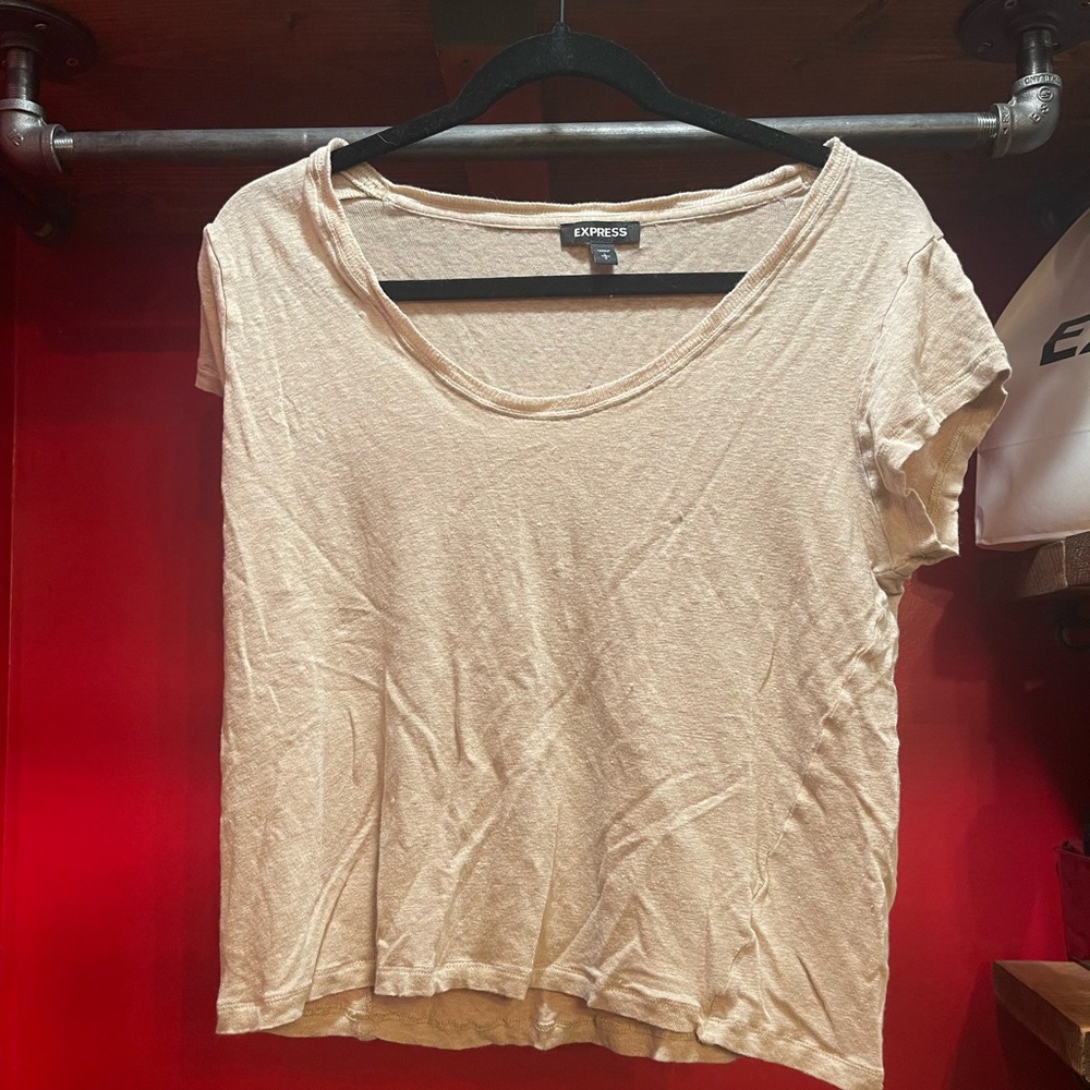 Express large tee shirt - cream/beige color